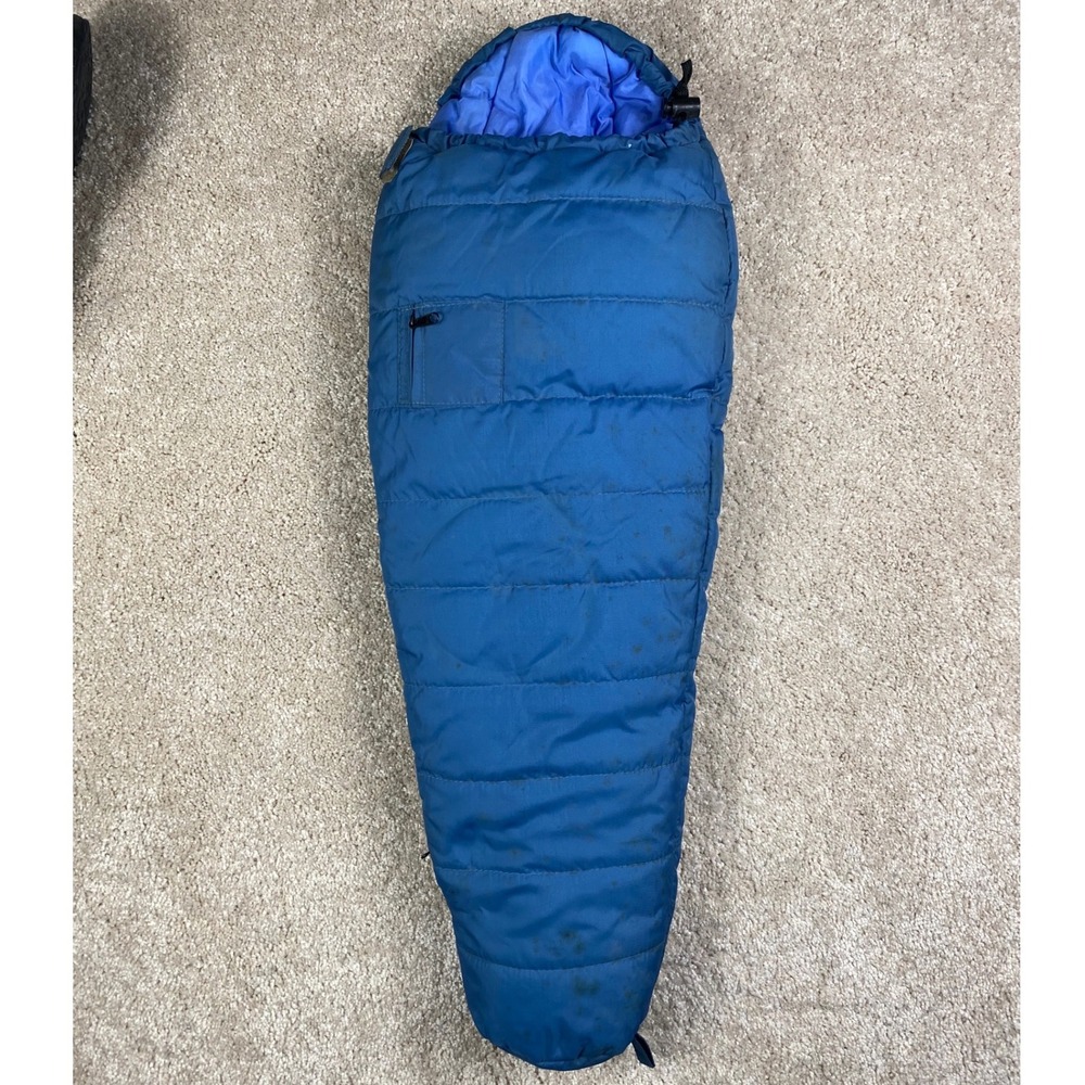 REI Vintage Miniature Display Mummy Sleeping Bag Blue Quilted Outdoor Camping